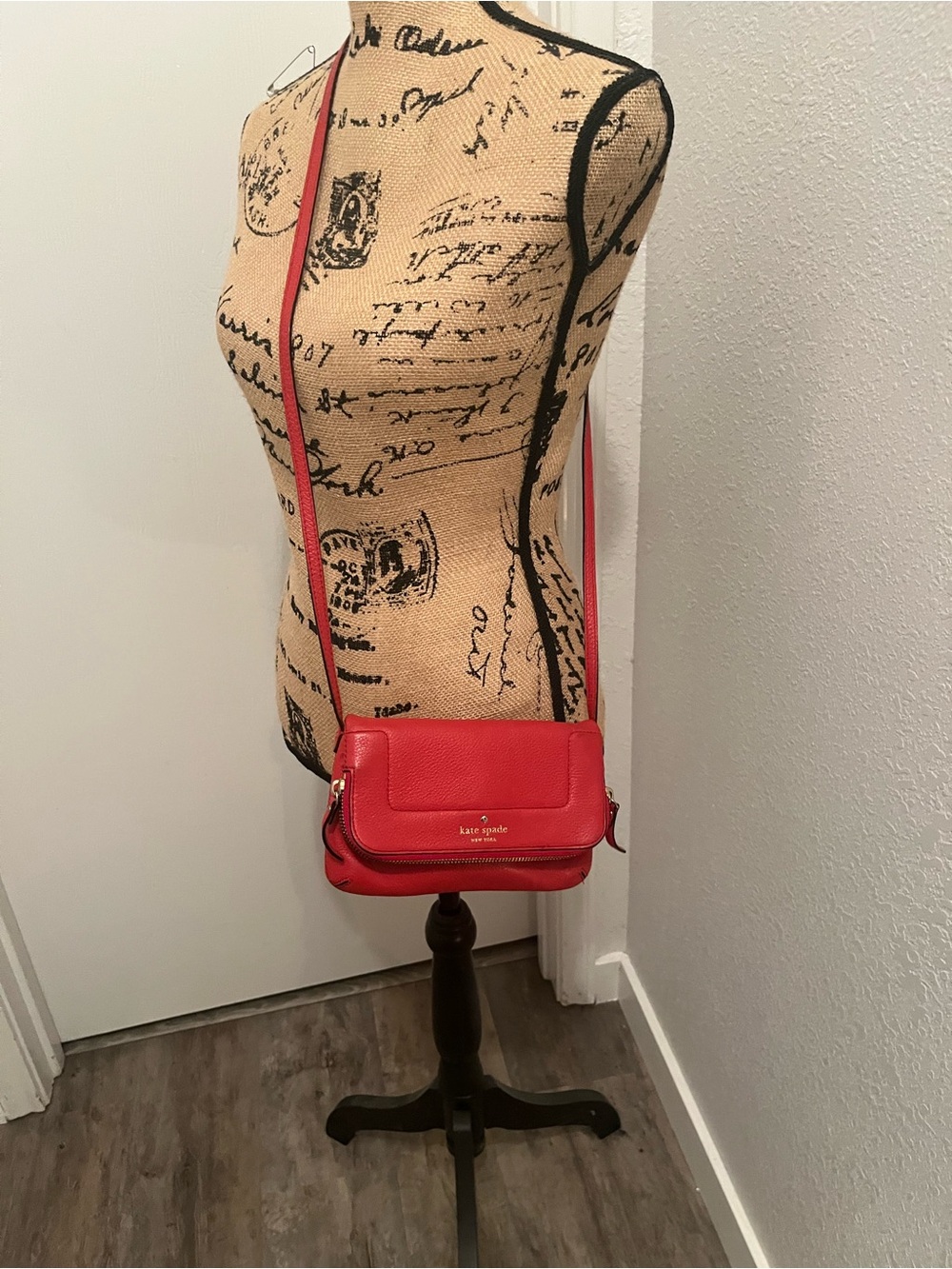 kate spade Red Pebbled Leather Crossbody Bag